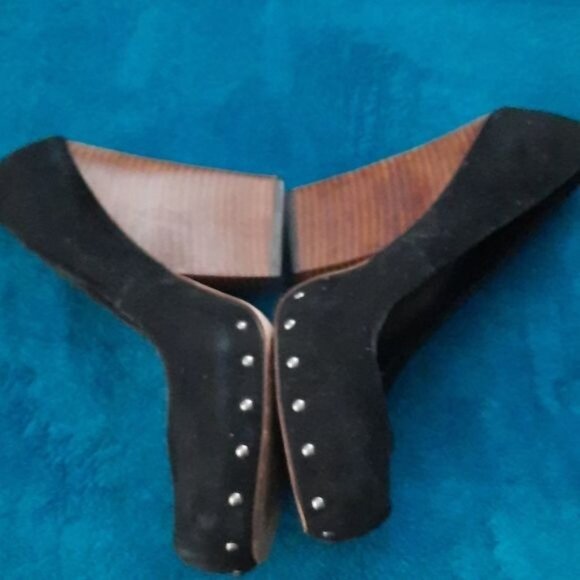 Dolce Vita Black Suede Leather Chunky Platform High Heel Pump Size 10 - Picture 3 of 16